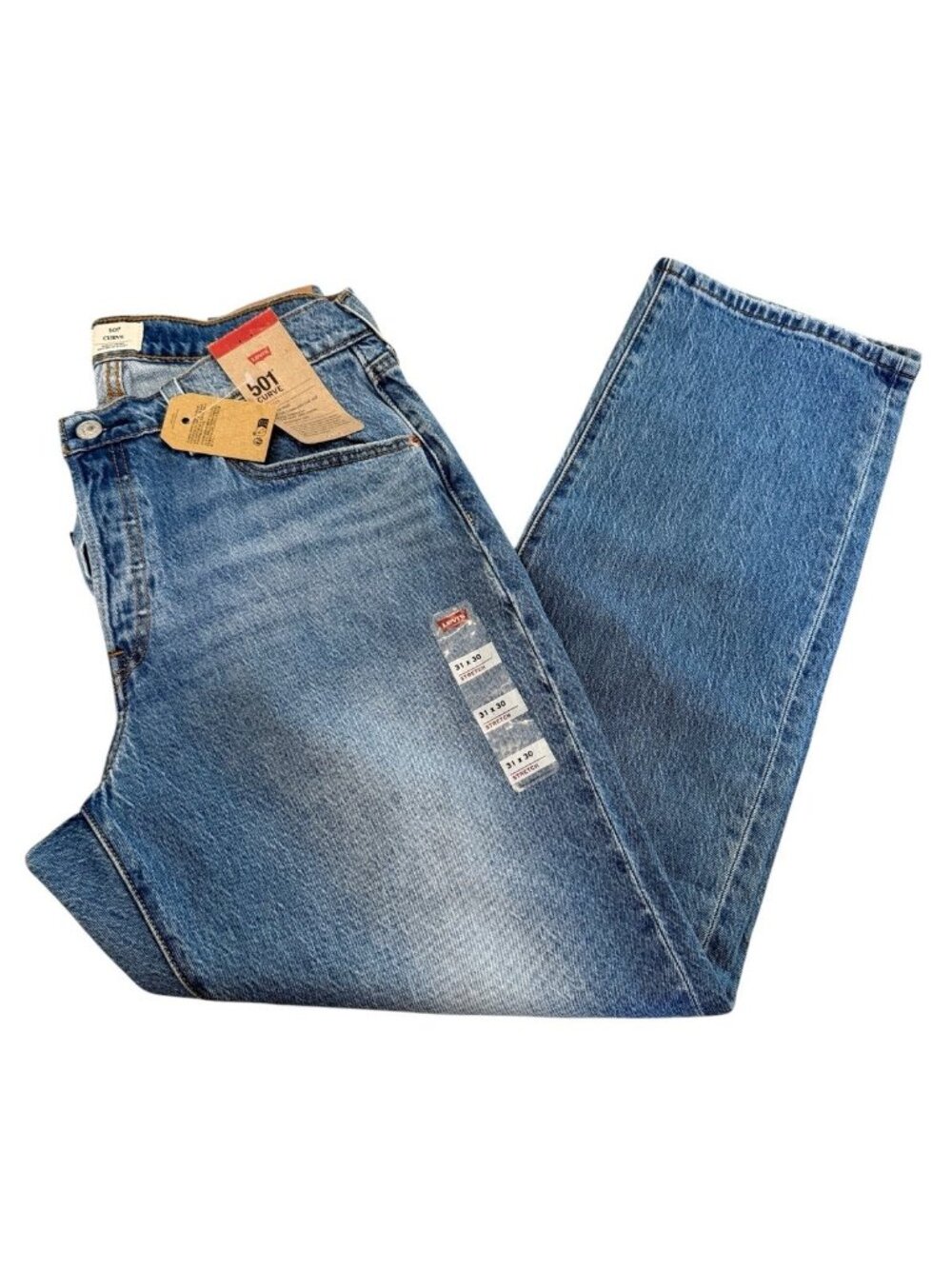 Levis 501 CURVE Jeans Womens 31 x 30 Straight Denim High Rise Button Fly T14